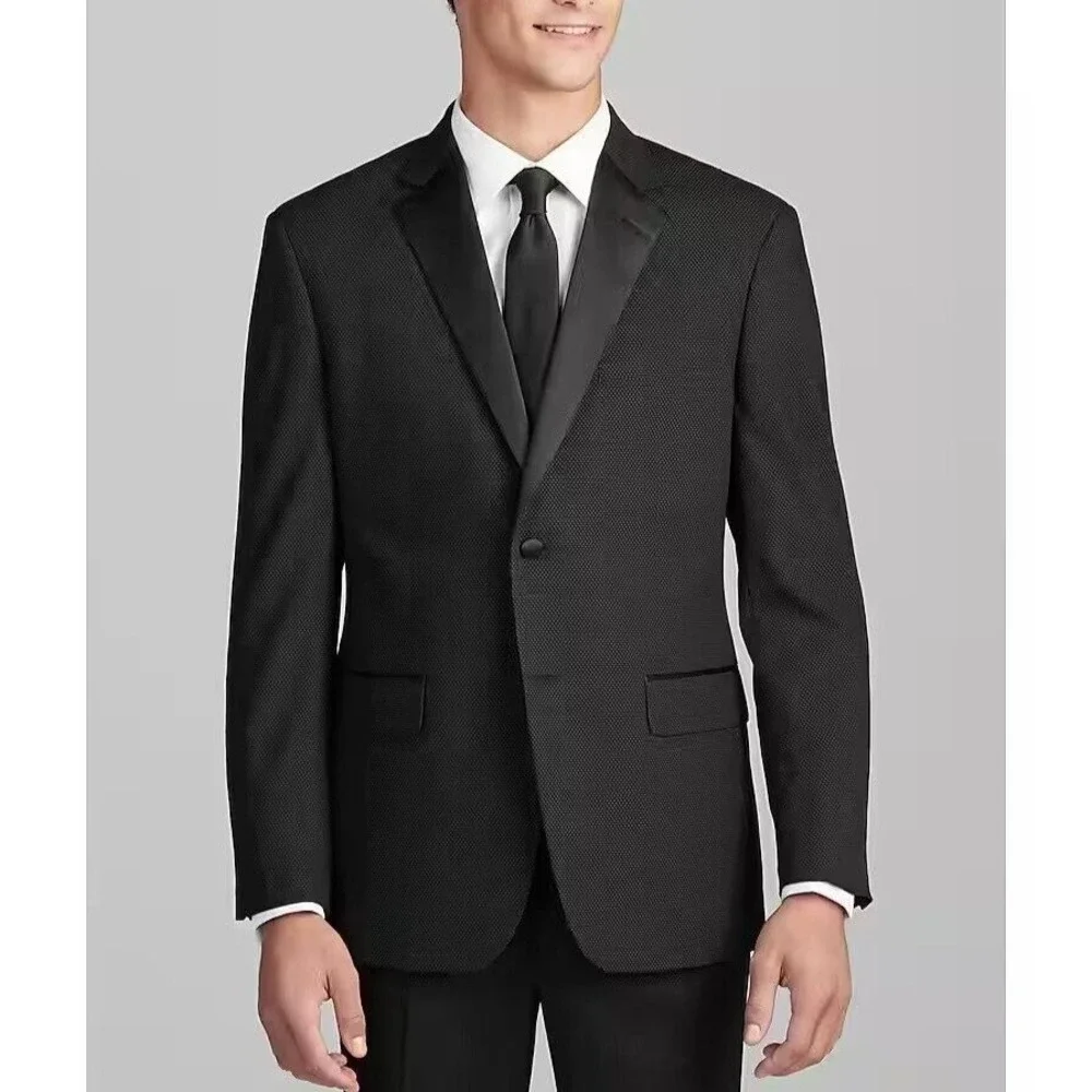 Jos A Bank Men's Dinner‎ Jacket Blazer Black Tailored Fit 46L Wool Blend C070557